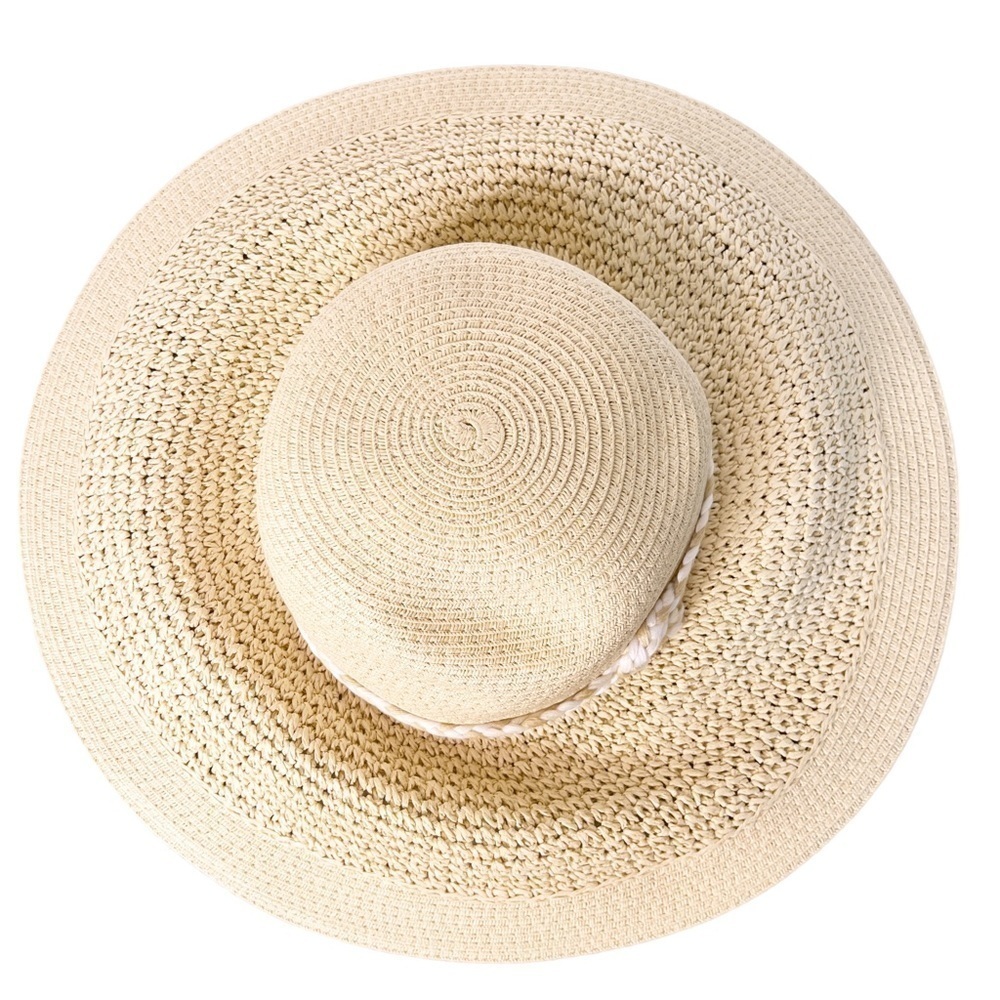 J. CREW Factory NWT Straw Floppy Hat with Wrapped Rope Size Small / Medium - Picture 3 of 13